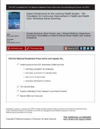 Image of Digital Infrastructure for the Learning Health System : The Foundation for Continuous Improvement in Health and Health Care : Workshop Series Summary